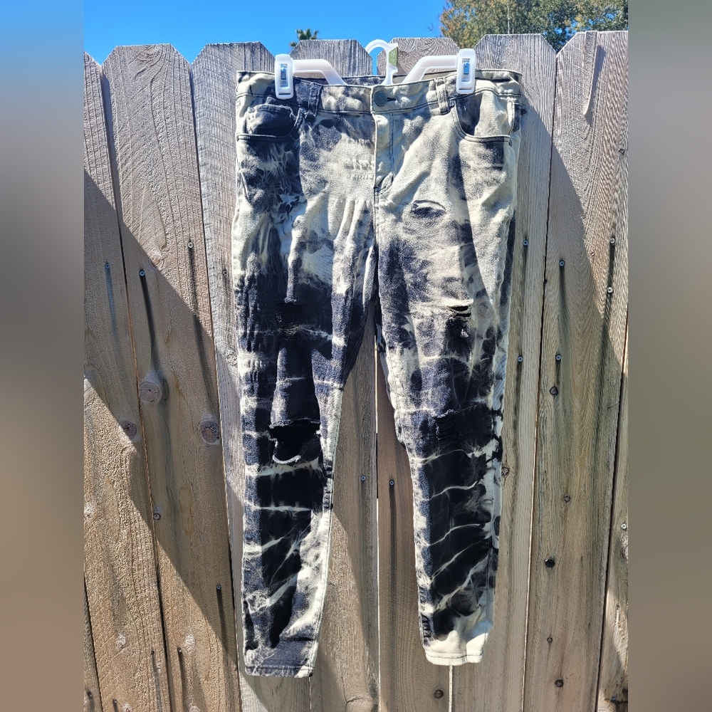 Reworked Bleach Dyed Refuge by Charlotte Russe Jeans Size 16